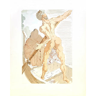 Salvador Dali, Original Wood Engraving, "Charon and the Shore of Acheron"