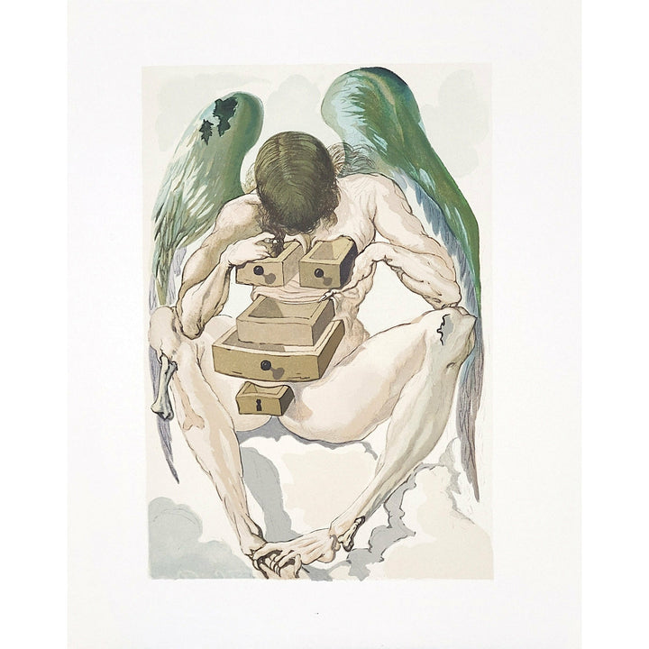 Salvador Dali, Original Wood Engraving, "The Fallen Angel"