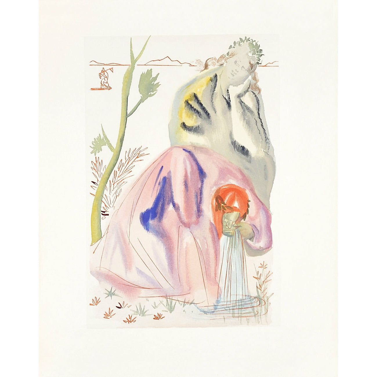 Salvador Dali, Original Wood Engraving, "The Source"