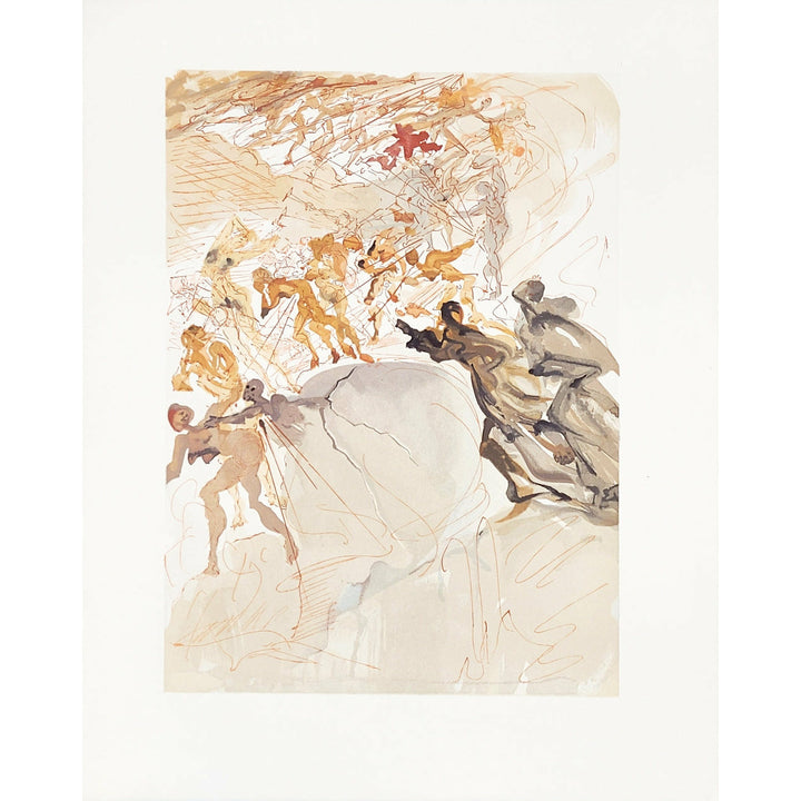 Salvador Dali, Original Wood Engraving, "Mounting the Seventh Terrace: Lust"