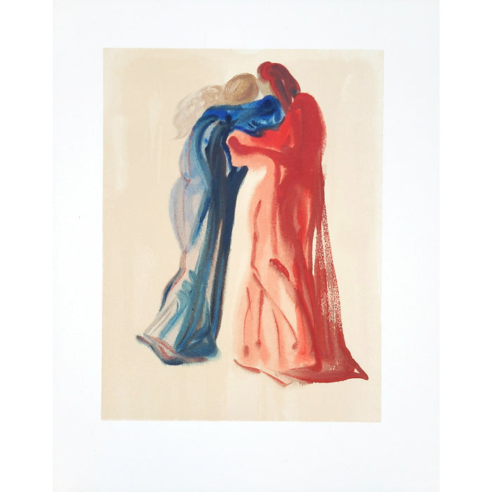 Salvador Dali, Original Wood Engraving, Meeting of Dante and Beatrice