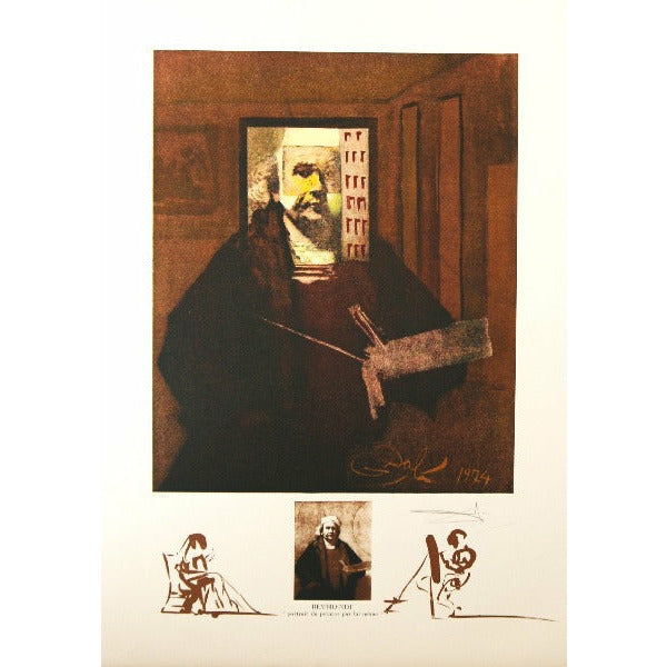 Salvador Dali, Original Lithograph, "Rembrandt - Portrait du peintre par lui-même"