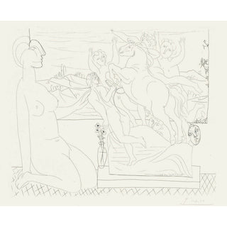 Pablo Picasso, Original Etching, "Modèle contemplant un groupe sculpté"