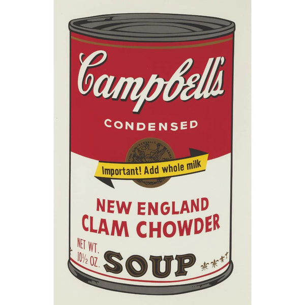 Andy Warhol, Campbell's Soup Cans, New England Clam Chowder (after Warhol by Sunday B. Morning)