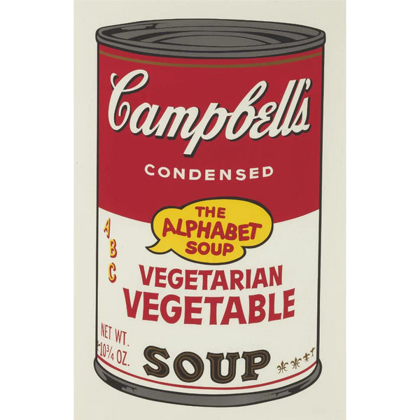 Andy Warhol, Campbell's Soup Cans, Vegetarian Vegetable (after Warhol by Sunday B. Morning)