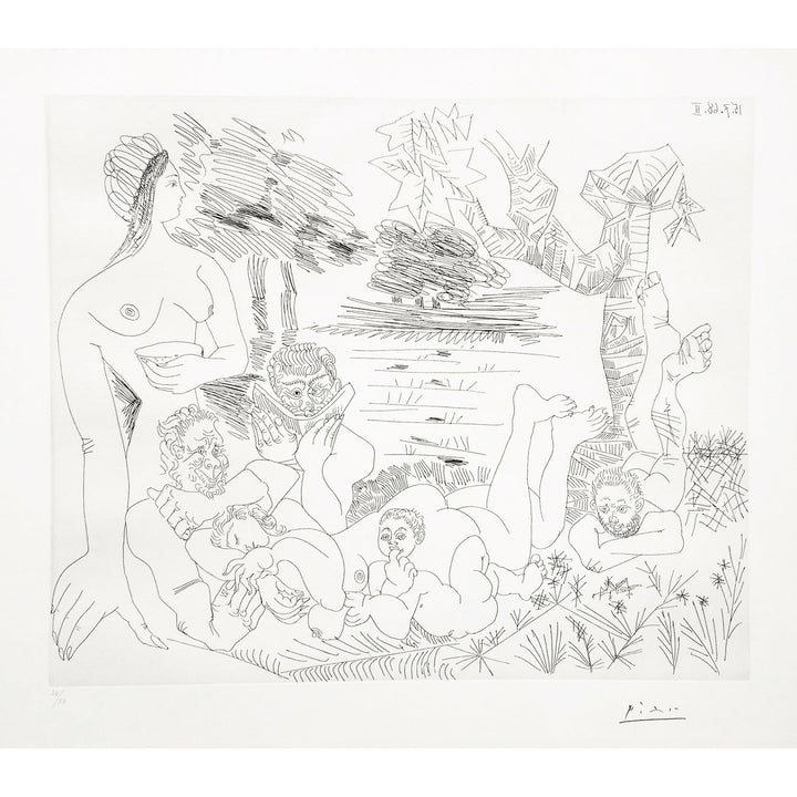 Pablo Picasso, Original Etching, "Scène pastorale poussinesque sur le thème de pan et syrinx"