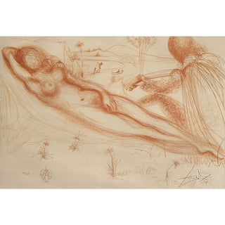 Salvador Dali, Original Lithograph, "Le nu à la guitare" (Serenade)