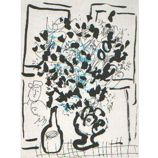 Marc Chagall Original Lithogaph, "Black and White Bouquet"