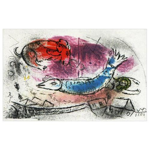 Marc Chagall Original Lithogaph, "Blue Fish"