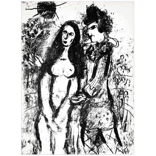 Marc Chagall Original Lithogaph, "The Clown in Love"