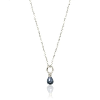 Venus Pearl Silver Pendant Necklace, Black Pearl